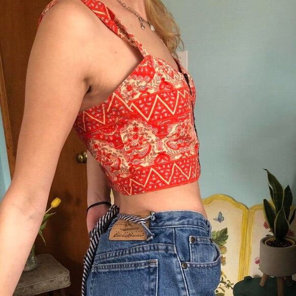 NWT Free People M 8 Bustier Corset Crop Cut Out Top Tank Boho Sexy Coquette - Picture 2 of 14